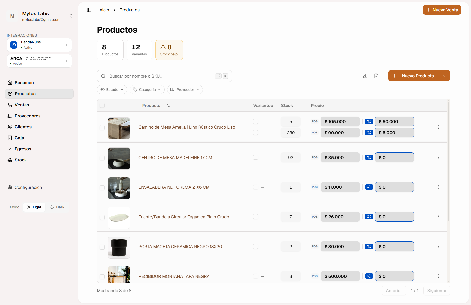MYLOS — Productos